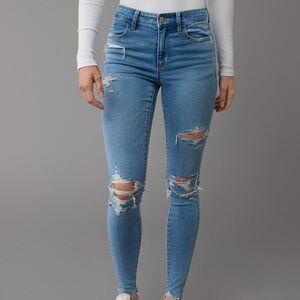 American Eagle Outfitters Ripped Blue Skinny Jeans